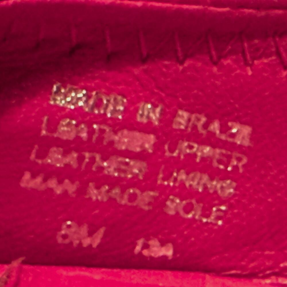 Size 8 TORY BURCH Sally Peep Toe Pink Tumbled Leather Wedge Leather Logo Detail - Picture 13 of 13